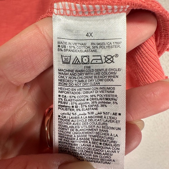 Old Navy Ribbed Blouse Womens 4X Scoop Neck Coral Pink Long Sleeve NWT - Picture 5 of 10